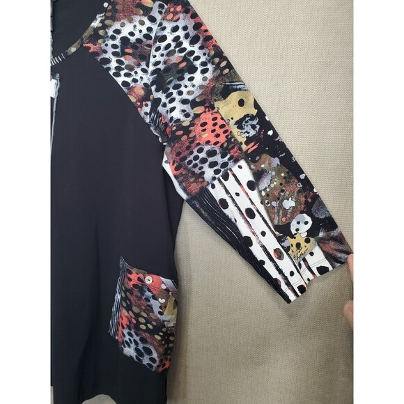 Ali Miles Mixed Print Pieced Button-Accent Knit Tunic Size 1X Artsy Boho - Picture 2 of 6